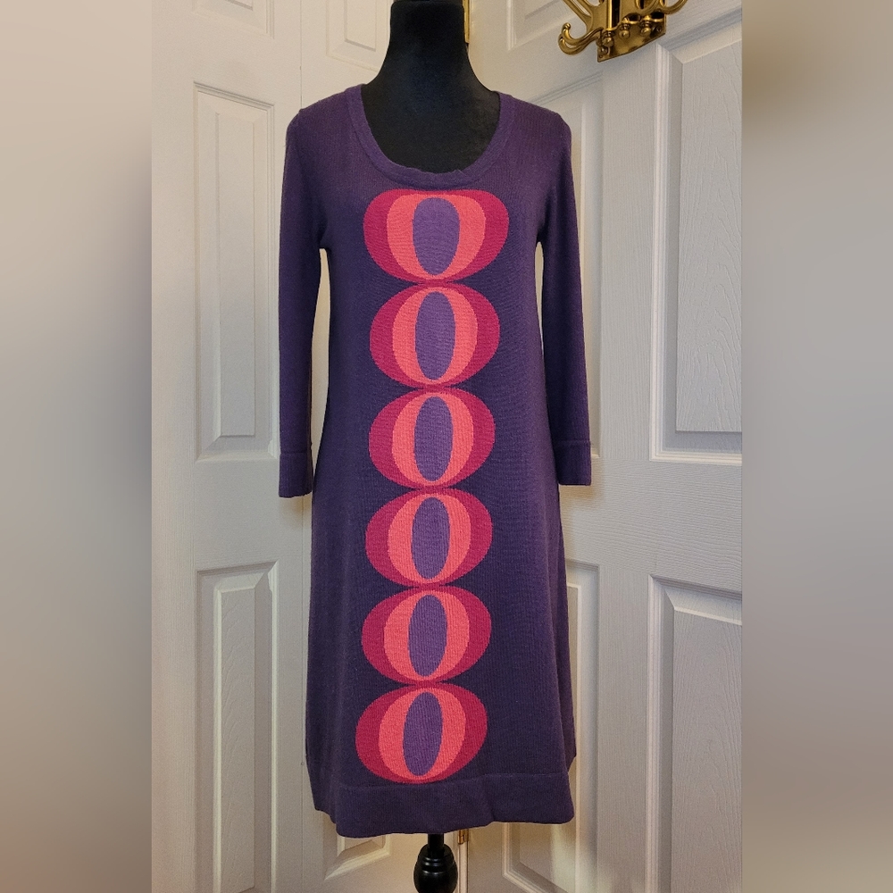Boden Plum Knitted Every Day 3/4 Length Sleeve Tunic Dress Size US 6 UK 10